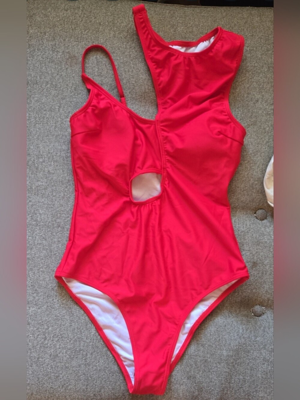 Women's Bright Red One-Piece Swimsuit with Front Keyhole Size Small